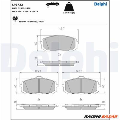 DELPHI LP3732 - fékbetétkészlet, tárcsafék HYUNDAI HYUNDAI (BEIJING) KIA