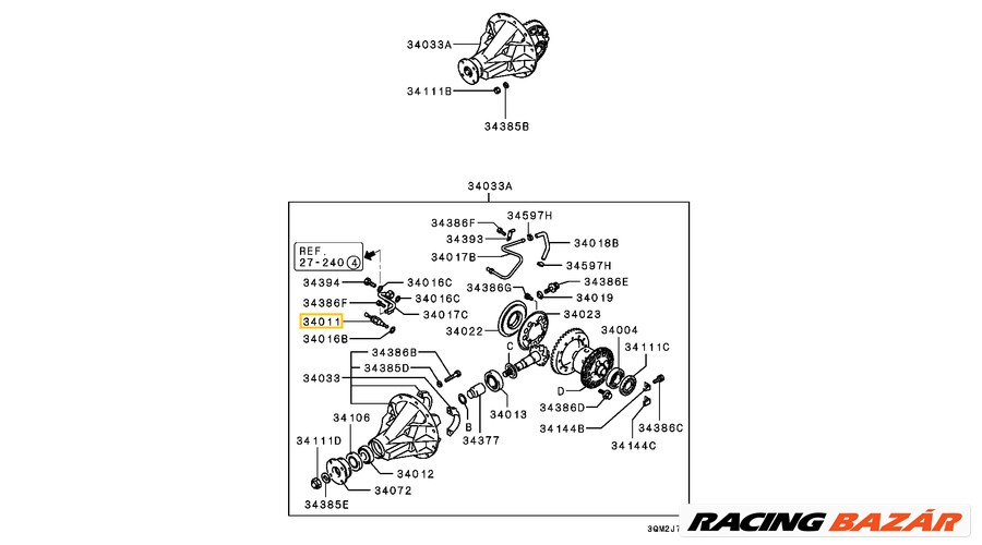 MB664396 Mitsubishi Pajero Differenciálzár Difizár Gomba 1990-2011 5. kép