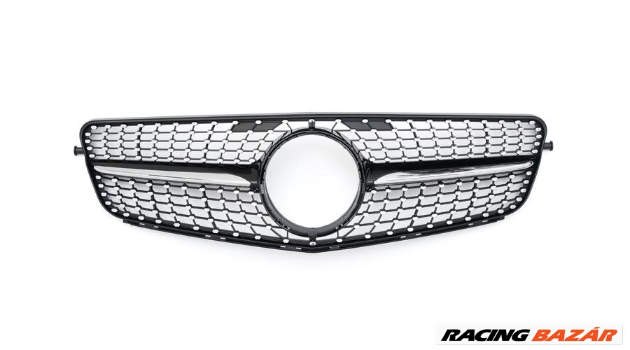 Mercedes Benz W204 lakkozott fekete - króm hűtőrács Gyémánt stílusban embléma nélkül 1. kép