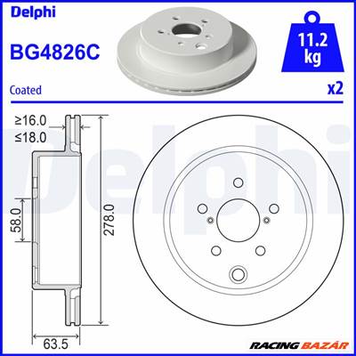 DELPHI BG4826-C - féktárcsa SUBARU