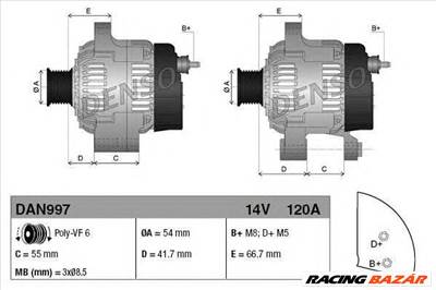 DENSO DAN997 - generátor ALFA ROMEO CITROËN FIAT FORD LANCIA PEUGEOT