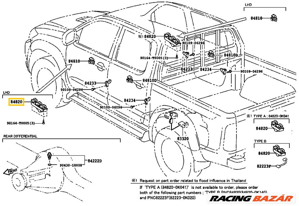 AKCIÓ! - Toyota Hilux Ablakemelő Kapcsoló GGN KUN TGN 2007-2015 848200k100 6. kép