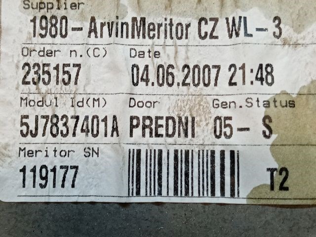 SKODA ROOMSTER Bal első Ablakemelő Szerkezet (Elektromos) 3. kép