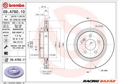 BREMBO 09.A760.11 - féktárcsa MERCEDES-BENZ MERCEDES-BENZ (BBDC)