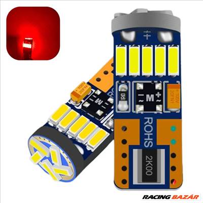 W5W T10 CANBUS PIROS LED izzó égő 12V 2db-os készlet ✔️