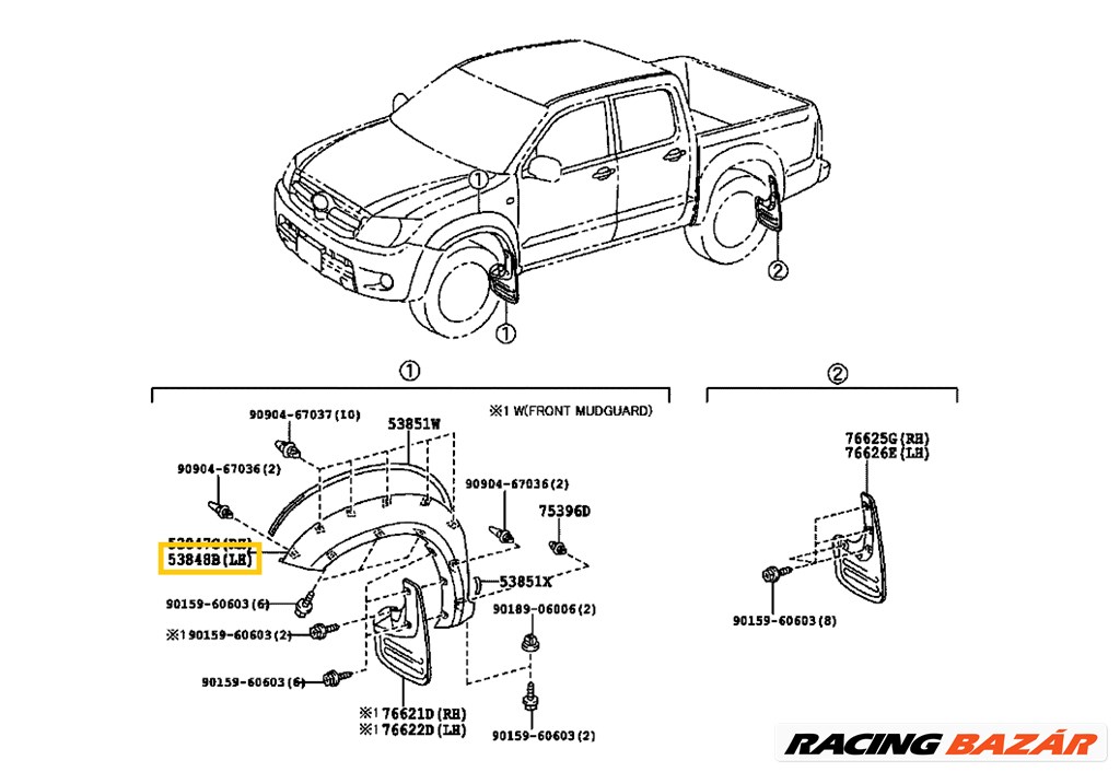 AKCIÓ! - Toyota Hilux Sárvédő Szélesítő Bal Első 2004-2012 538480k901 538480k902 3. kép