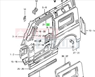 Suzuki Samurai ajtó keret felső bal (zárt karosszéria) 64532-80100