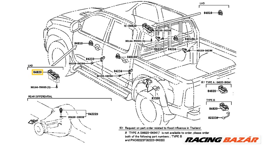 84820-0K100 Toyota Hilux Ablakemelő Kapcsoló GGN KUN TGN 2007-2015 6. kép