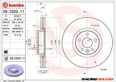 BREMBO 09.C522.11 - féktárcsa VOLVO