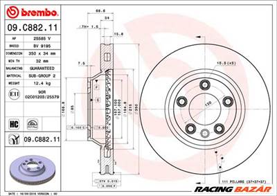 BREMBO 09.C882.11 - féktárcsa AUDI PORSCHE VW
