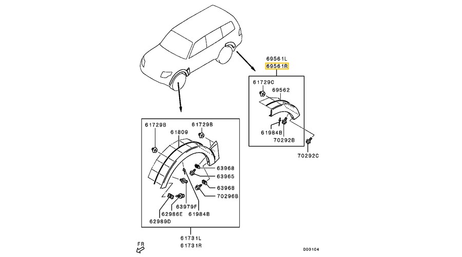 7420A082 Mitsubishi Pajero Hátsó Sárvédő Szélesítés 2006-2021 4. kép