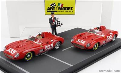 FERRARI DIORAMA SET 2X 315S SPIDER sn0684 N 535 WINNER MILLE MIGLIA 1957 P.TARUFFI  N 532 2nd MILLE MIGLIA 1957 W.VON TRIPS