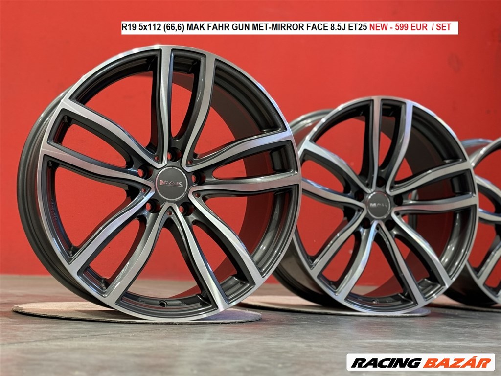 R19 5x112 (66,6) MAK FAHR GUN MET-MIRROR FACE 8.5J ET25 új alufelnik felnik 1. kép