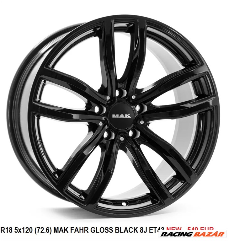 R18 5x120 (72.6) MAK FAHR GLOSS BLACK 8J ET43 új bmw alufelnik felnik 8x18 18"  1. kép