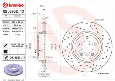 BREMBO 09.8952.1X - féktárcsa BMW