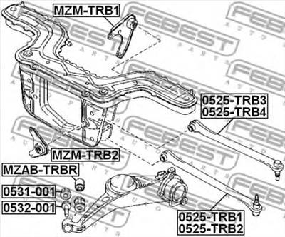 FEBEST MZAB-TRBR - Lengőkar szilent FORD FORD USA MAZDA MERCURY