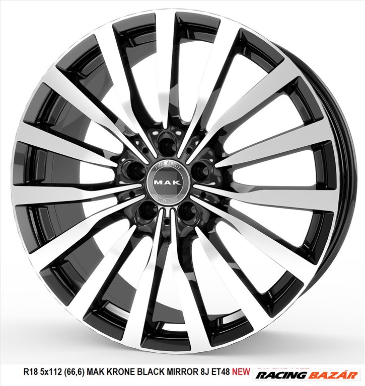 R18 5x112 (66,6) MAK KRONE BLACK MIRROR 8J ET48 8x18 18" 18col új felnik alufelnik 2. kép