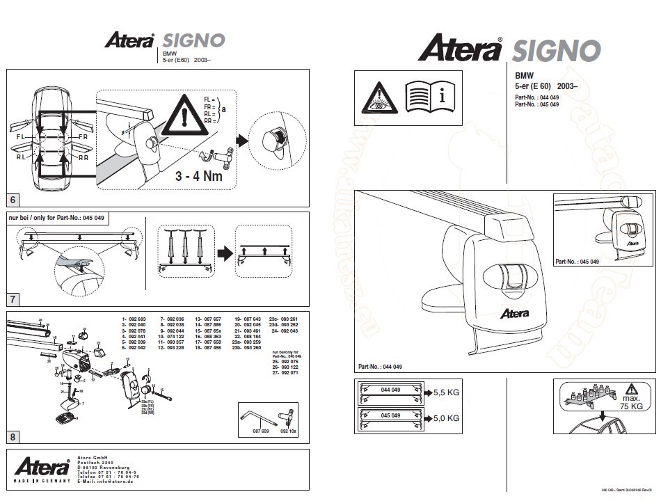 BMW 5 2003-2010 E60/E61 - Tetőcsomagtartó szett acél, zárható (4 ajtós)* 1. kép