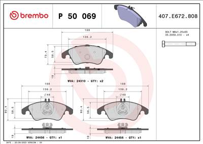 BREMBO P 50 069X - fékbetétkészlet, tárcsafék MERCEDES-BENZ MERCEDES-BENZ (BBDC)