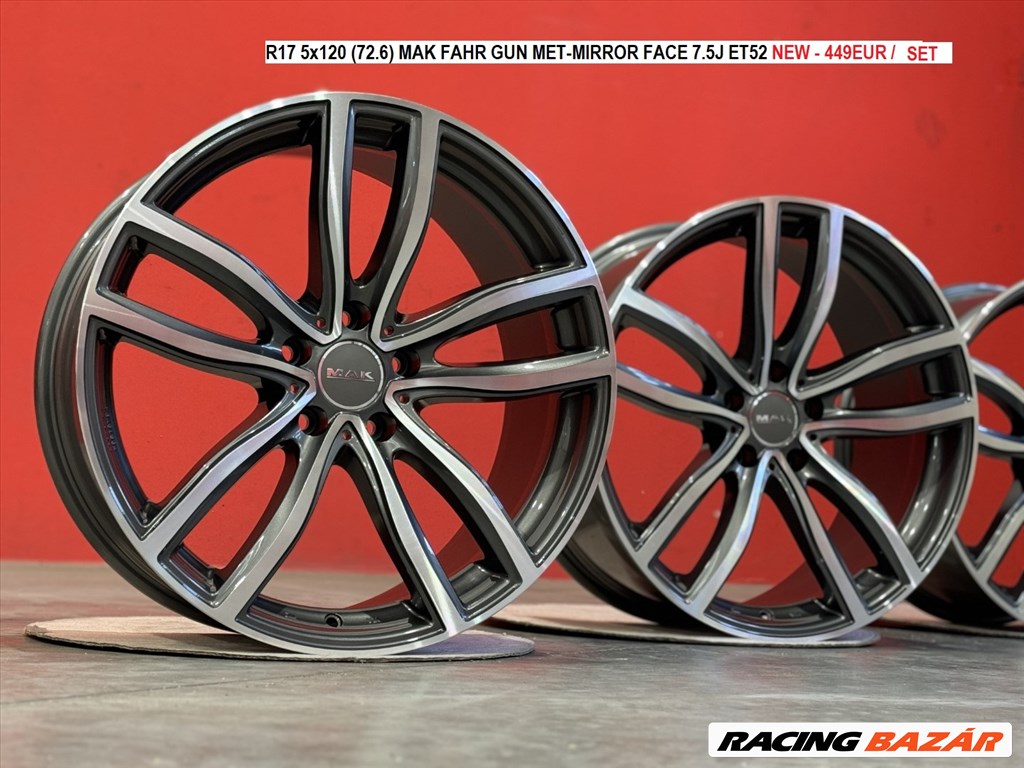 R17 5x120 (72.6) MAK FAHR GUN MET-MIRROR FACE 7.5J ET52 új alufelnik  1. kép