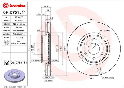 BREMBO 09.D751.11 - féktárcsa MERCEDES-BENZ NISSAN