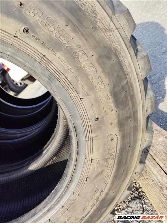 12.5 R20 335 80 R20 használt Dunlop SP T9 rakodógép gumik 12,5 r20 335/80r20 terepgumi 11. kép
