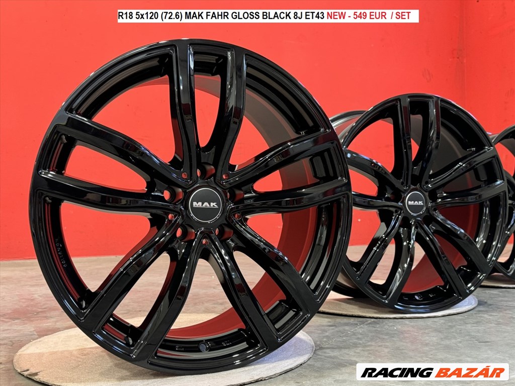 R18 5x120 (72.6) MAK FAHR GLOSS BLACK 8J ET43 új 8x18 18" alufelnik  1. kép
