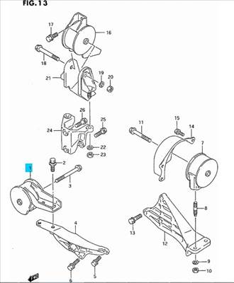 Suzuki Swift 1,0 motortartó gumibak, jobb oldali 11610-60B30