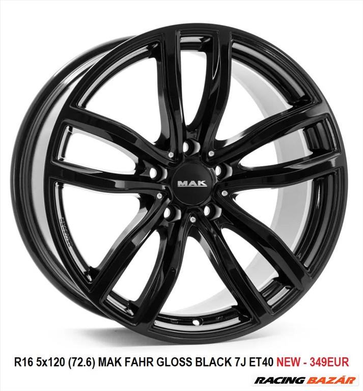 R16 5x120 (72.6) MAK FAHR GLOSS BLACK 7J ET40 új bmw alufelnik felnik  1. kép