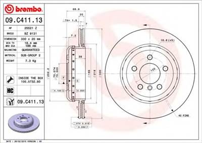 BREMBO 09.C411.13 - féktárcsa BMW