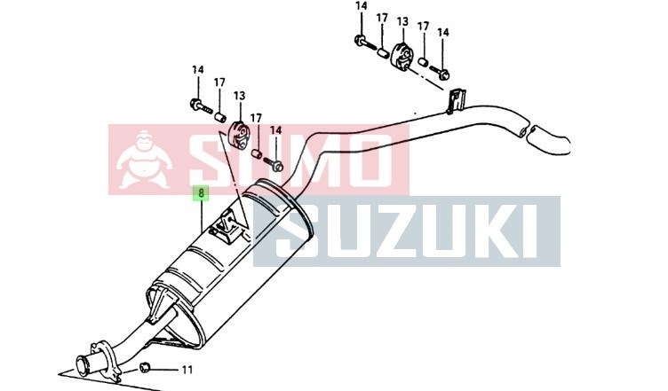 Suzuki Samurai kipufogó hátsó 1,3 14300-83001 1. kép