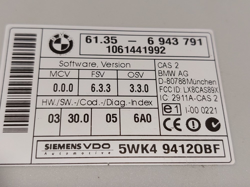 BMW E90 E91 E92 E93 CAS 2 CAS2 modul vezérlõ 2. kép
