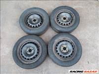 Renault Megane II 4x100 lyukosztású 15" lemezfelni, rajta 195/65 használt Semperit téli gumi dot4218