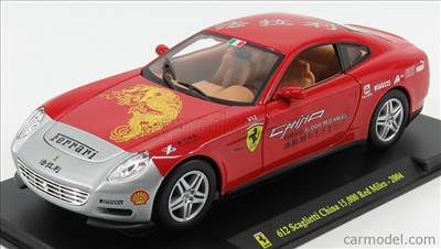 FERRARI 612 SCAGLIETTI TOUR CHINA 15.000 RED MILES 2004 - CON VETRINA - WITH SHOWCASE RED SILVER