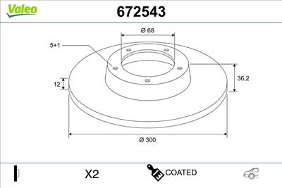 VALEO 672543 - féktárcsa AUDI