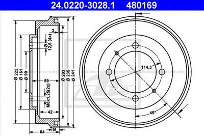 ATE 24.0220-3028.1 - fékdob MITSUBISHI