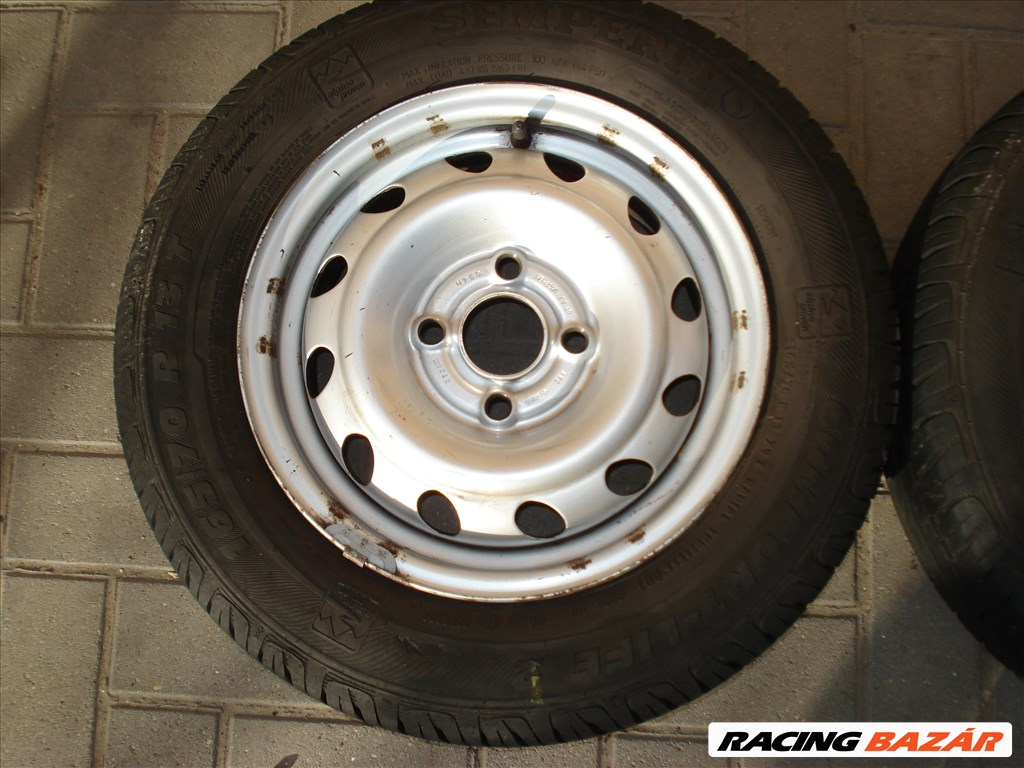  4x100 lyukosztású 13" használt lemezfelni, rajta 165/70 használt Semperit nyári gumi gumi  2. kép