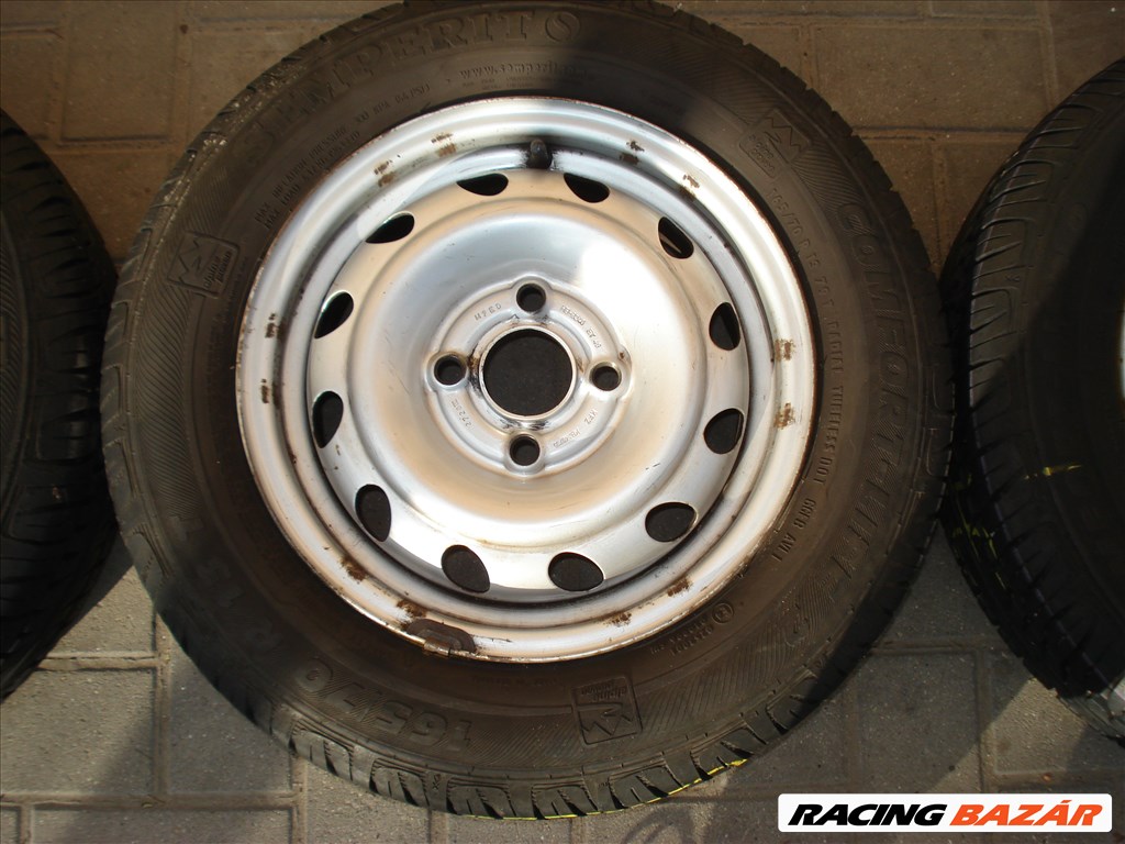  4x100 lyukosztású 13" használt lemezfelni, rajta 165/70 használt Semperit nyári gumi gumi  3. kép