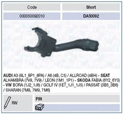 MAGNETI MARELLI 000050092010 - kormányoszlop kapcsoló AUDI GEELY SEAT SKODA VW