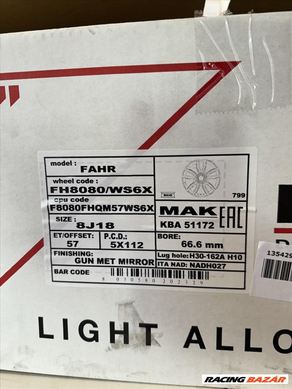 R18 5x112 (66,6) MAK FAHR GUN MET-MIRROR FACE 8J ET57 BMW F40 F44 F45 F46  8. kép