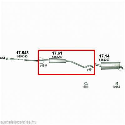 Polmo 17-61 középső kipufogó dob - OPEL Astra G, H
