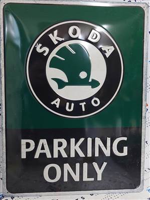 Skoda parking only - fémplakát fém tábla (30x40cm)