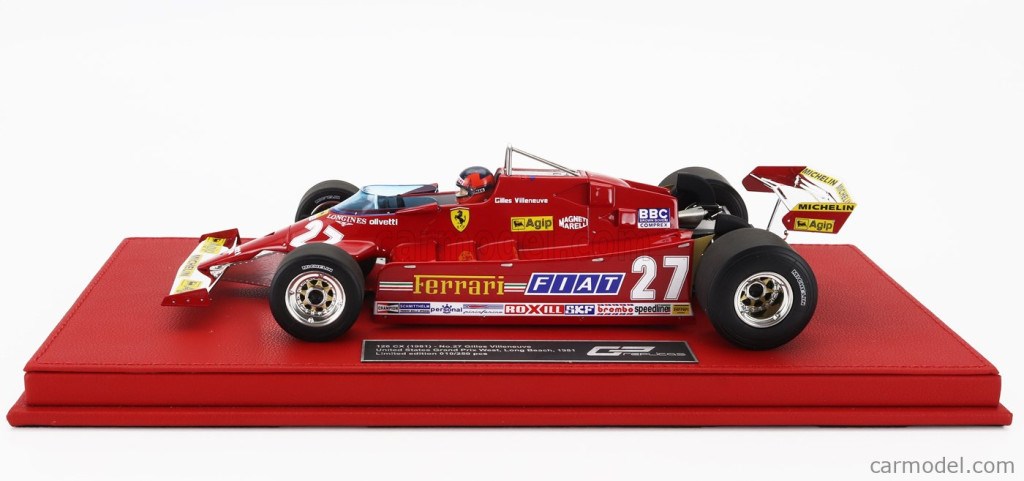 FERRARI F1 126CX COMPREX TURBO N 27 USA OVEST LONG BEACH GP (with pilot figure) 1981 G-VILLENEUVE - CON VETRINA - WITH SHOWCASE RED 3. kép