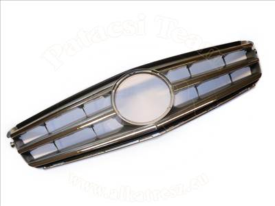 Mercedes C 2007-2011 W204 - Hűtőrács, nagy emblémához, embl. nélk.(króm/ezüst)