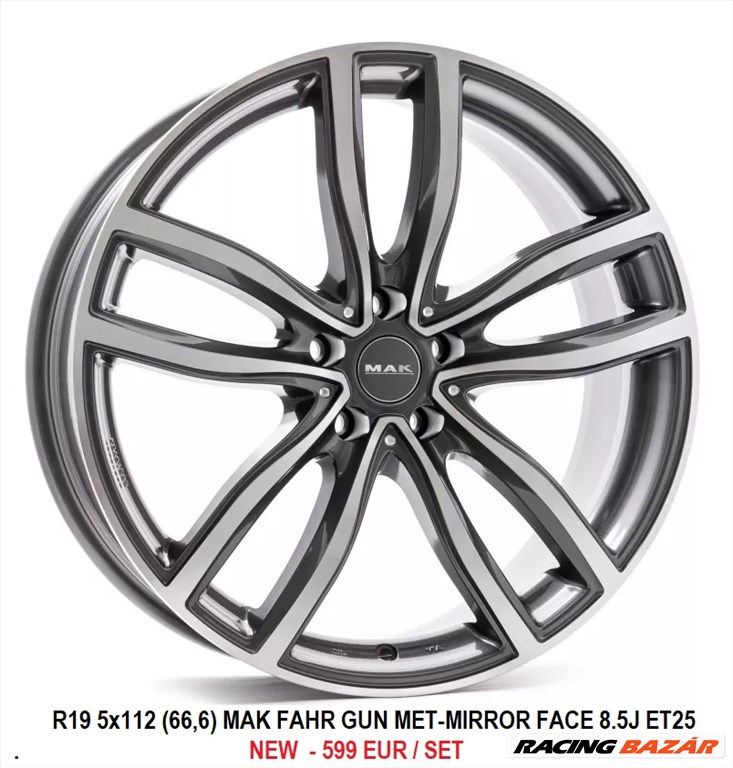 R19 5x112 (66,6) MAK FAHR GUN MET-MIRROR FACE 8.5J ET25  új alufelnik, felnik 19"  1. kép