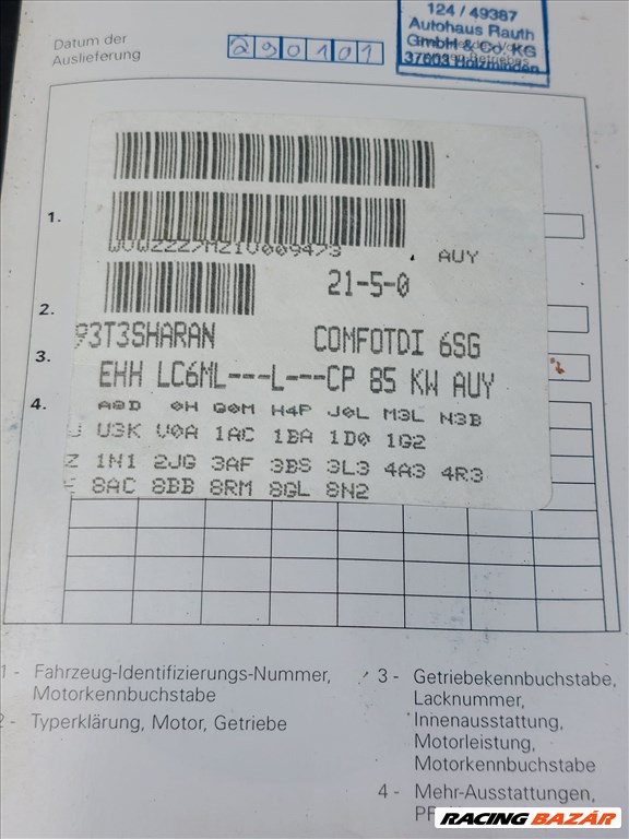 Volkswagen Sharan I bontott alkatrészei 2. kép
