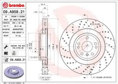 BREMBO 09.A958.21 - féktárcsa MERCEDES-BENZ