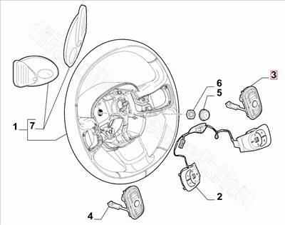 Kormány nyomógomb jobb - FIAT eredeti 53270909