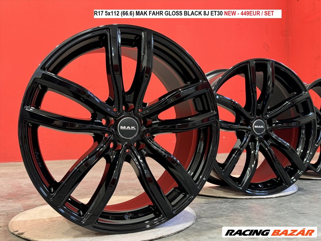 R17 5x112 (66.6) MAK FAHR GLOSS BLACK 8J ET30 új alufelnik felnik 17" 1. kép