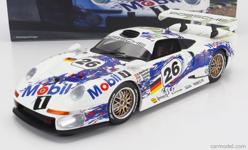 PORSCHE 911 GT1 3.2L TURBO TEAM PORSCHE AG MOBIL1 N 26 3rd 24h LE MANS 1996 Y.DALMAS - K.WENDLINGER - S.GOODYEAR WHITE BLUE 1. kép